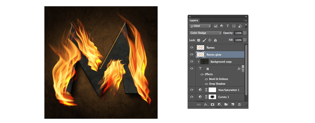 flaming text effect photoshop