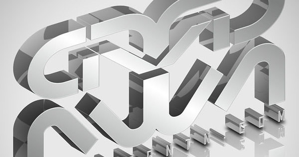 elegant glassy 3d typography